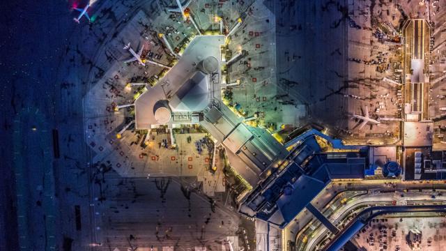 birds-eye-view of an airport