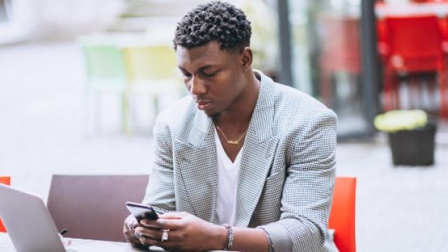 Man checking flights