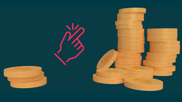 A pile of coins with a hand snapping over them