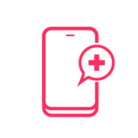 Smartphone graphic with chat bubble containing a plus sign