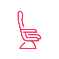 Pink outline graphic of a modern swivel office chair