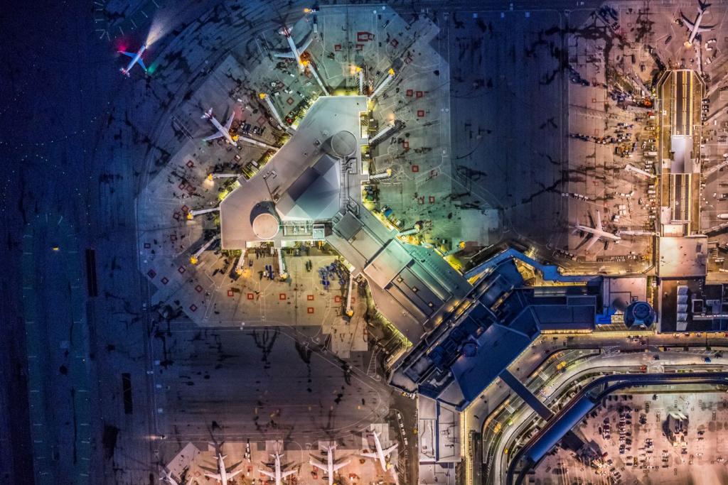 birds-eye-view of an airport