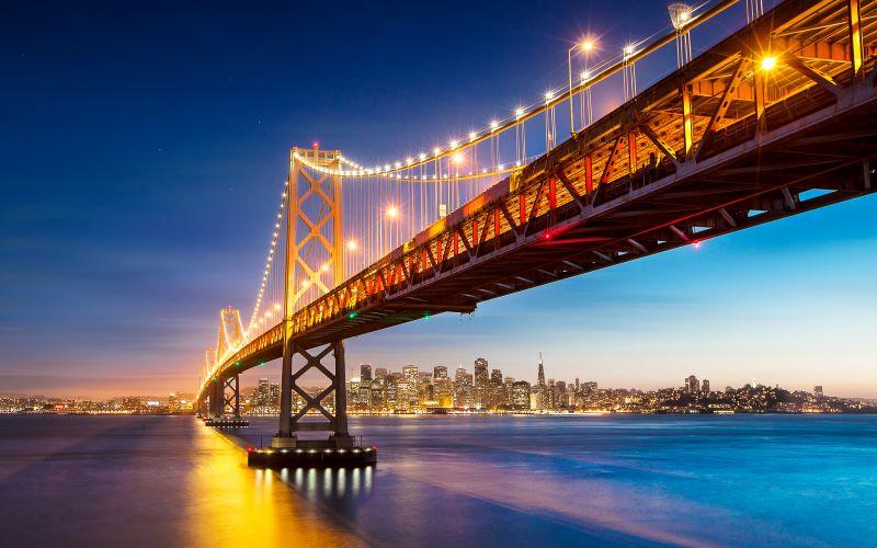 san francisco bay bridge evening