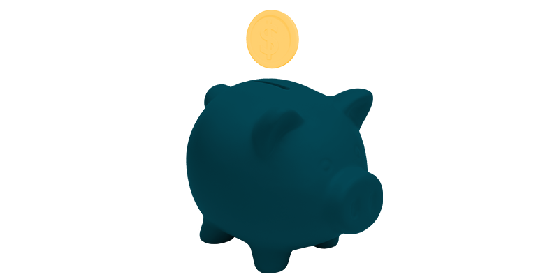 teal piggy bank