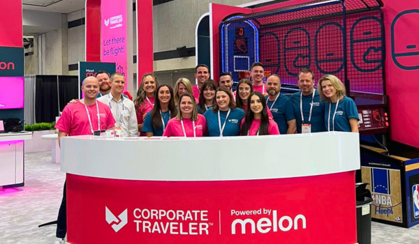 team photo of Corporate Traveler employees