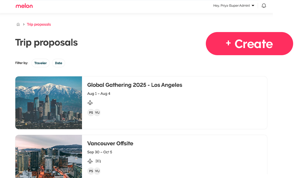 trip proposals feature screenshot
