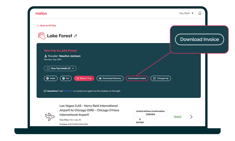 Invoice access dashboard on laptop