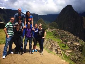 travel manager Rob with friends at Machu picchu