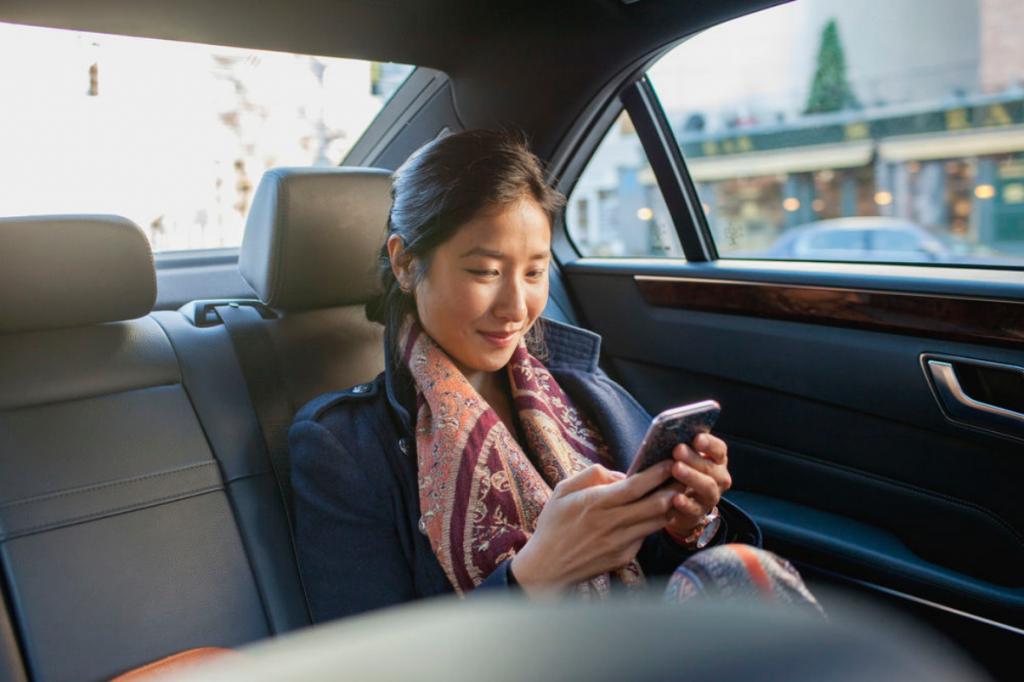 woman in car travelling