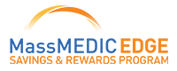 Mass Medic Edge logo in blue and orange